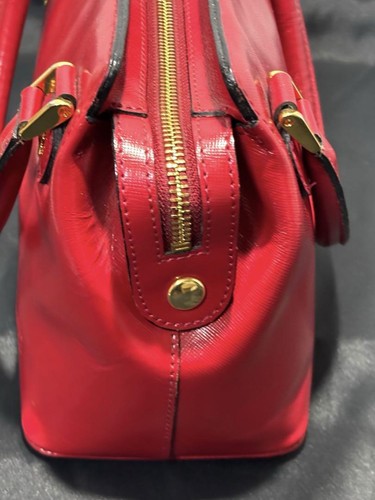 VERSACE Mini Hand Bag Tote Purse Sunburst Leather Red Authentic - Picture 18 of 24