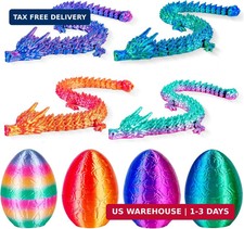 4Pcs 3D Printed Dragon Eggs with Articulated Dragon Inside, 8.86" Flexible Myste