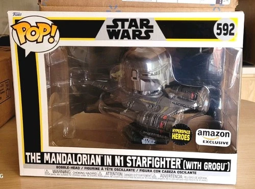 Funko Pop! Star Wars *592 Amazon Exclusive The Mandalorian Fighter (with Grogut)