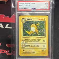 1999 POKEMON BASE SET UNLIMITED #14 RAICHU-HOLO PSA 7