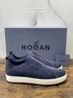Hogan H668 Slip On Sneakers Blue Leather Memory Foam Luxury Hoganshoes Men 40.5