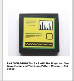 LEGO 3068pb1074 Black Tile 2x2 Bar Graph  75913 F 14 T & Scuderia Ferrari Truck