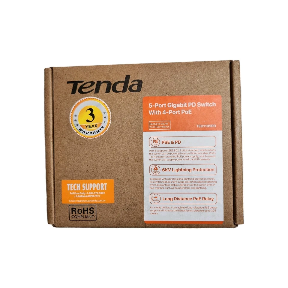 TEG1105P, 5 Port Gigabit PoE Switch Compatible with IEEE 802.3af/at Devices, ... - Image 2 of 4