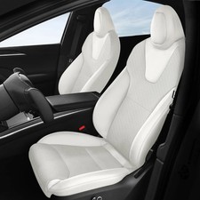 FREESOO Custom Seat Covers for Tesla Model X 2020-2023 5 Seat Full Set White