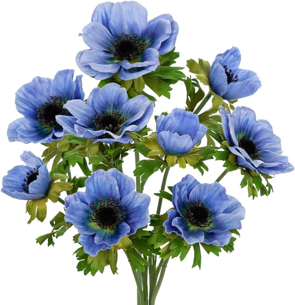Briful 3Er Set KüNstliche Anemonen Kunstblumen Wie Echt Kunstzweige Blaue FrüHli-image