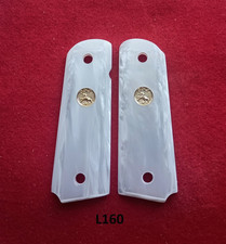 Pair of Kirinite White Pearl Grips w/Gold mdlns for Colt 1911 Govt Models 