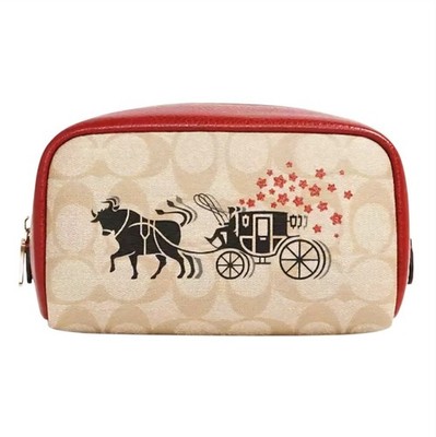 Coach Lunar New Year Boxy Cosmetic Case Ox And Carriage Signature Canvas C2257
