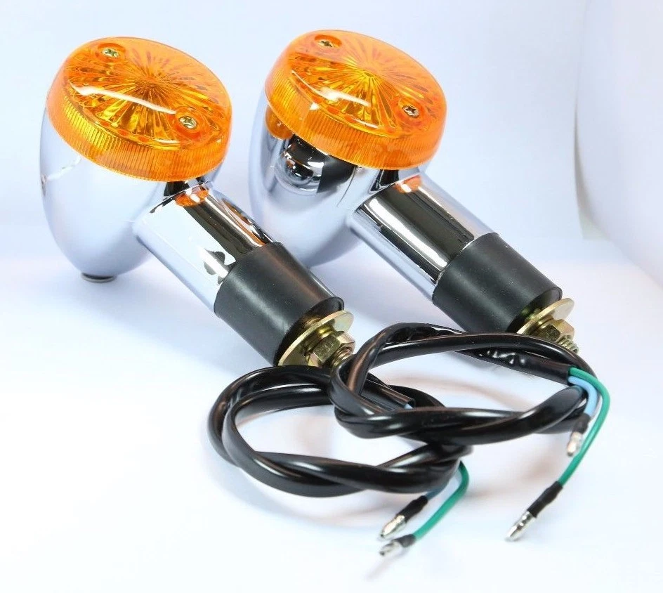 Luz indicadora intermitente señal de giro delantera trasera ámbar cromada motocicletas Foto 4 de 4