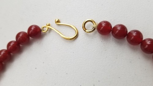 Vintage MMA WAG Egyptian Revival Scarab Carnelian Gold Necklace 18" - Picture 9 of 13
