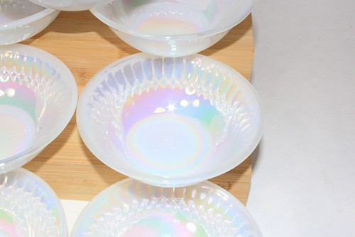 Vintage lot of 9 Glass Iridescent Bowl 4.75" USA Opalescent Milk Glass - Picture 4 of 11