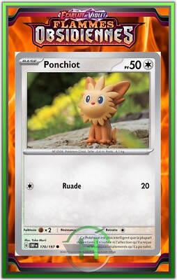 Ponchiot - EV3:Obsidianische Flammen - 170/197 - Französische Pokemon Karte Neu