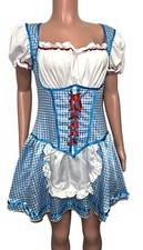 Dorothy Wizard Of Oz Mini Costume L Cosplay Dress Apron Lace Up Zipper Back New