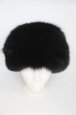 BRAND NEW BLACK FOX FUR PILLBOX STYLE HAT WOMEN WOMAN SIZE ALL