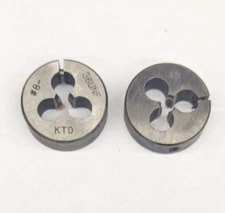 2 Kromhard 8-36 NF Round Dies 13/16" OD Screw Adjustable Die CS Carbon Steel USA