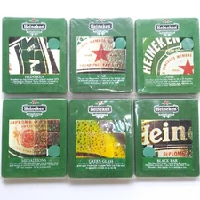 6PC Complete Set 15 Tile Sliding Puzzle History of Heineken Beer Collectible Toy