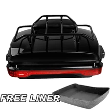 Black Chopped Trunk Pad Rack Tail Light Fit For Harley Touring 14-25