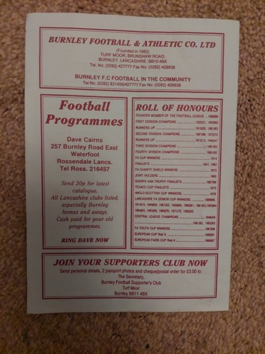 94/5 Burnley vs Manchester City (Pontins Reserve League) - Picture 2 of 3
