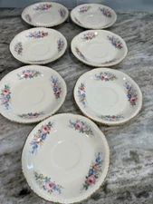 Homer Laughlin Saucers Set Of 7 Vintage Floral