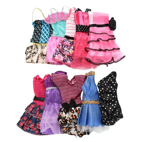 10Pcs Fashion Handmade Dresses Clothes For Barbie Doll Style Random Gift Set