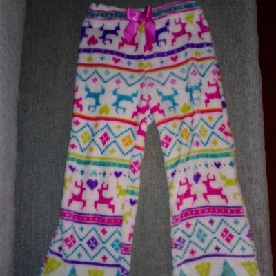 Komar Kids Girls Fleece PJ Loungewear Pants Soft Hearts Colorful Size XS 4/5