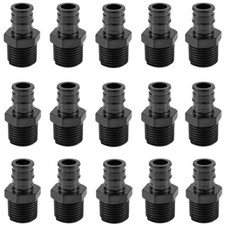 15 Pack Poly Pex-A Expansion 3/4" x 3/4" Male NPT Threaded Adapter ,Lead Free