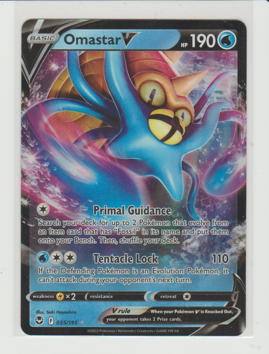 Omastar V Ultra Rare Holo Pokemon Card Silver Tempest 035