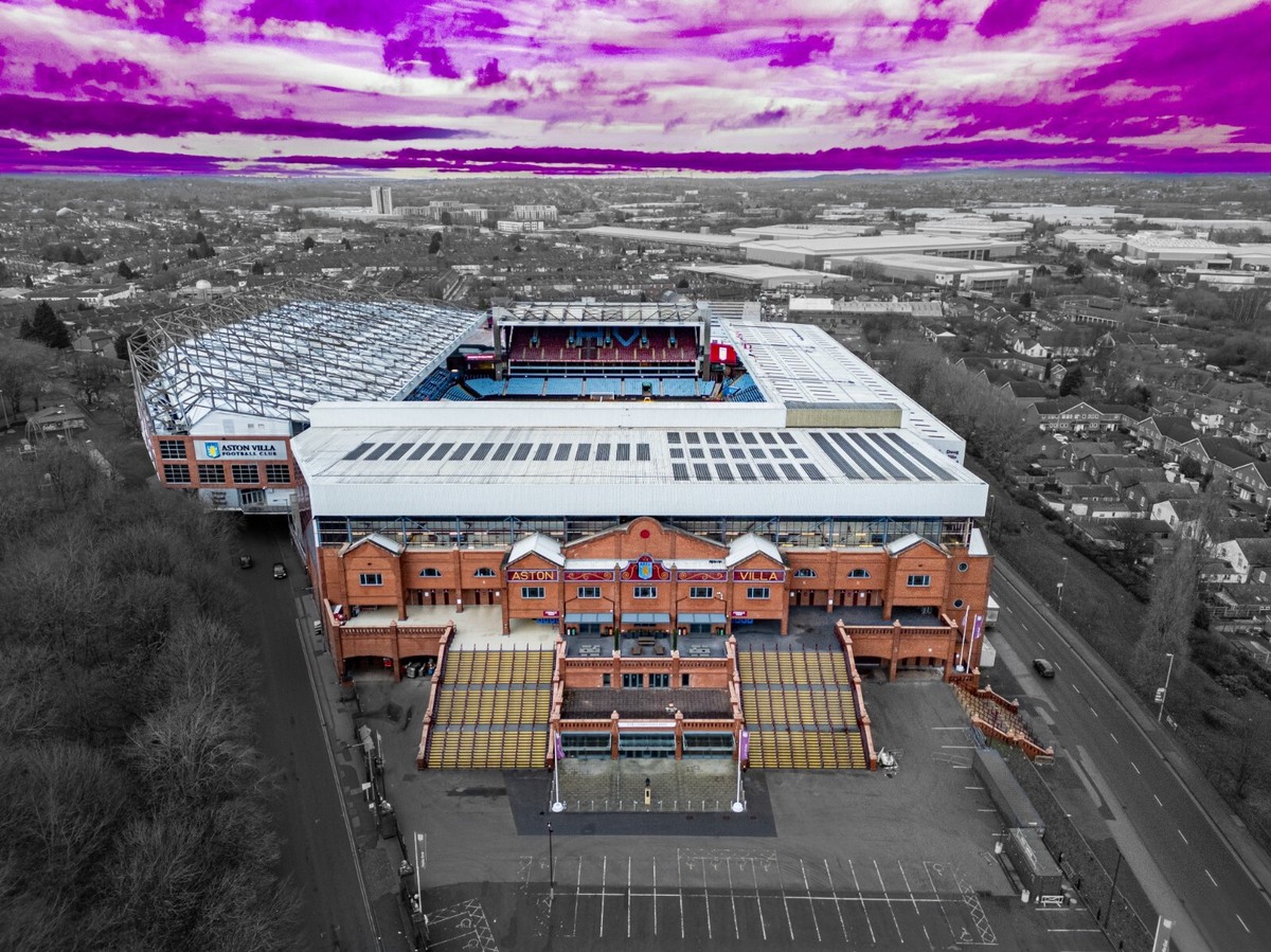 Aston Villa Football Stadium Drone Photo Iconic Holte End With