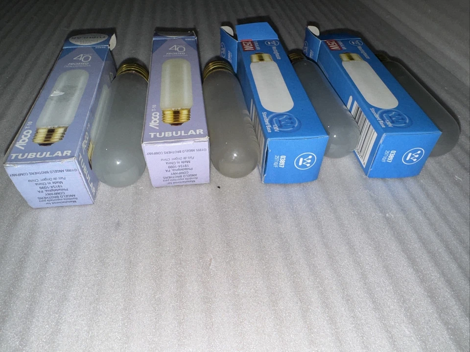 Westinghouse 03897 25W  & ABCO 03849 40W 25T10 Lightbulb Tubular 4Pc Std Base - Image 2 of 2