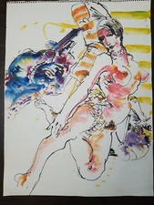 Hendrik Grise Figural Watercolor Painting, signed, mid-19th century, untitled