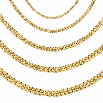 Kette Gold vergoldet Panzerkette Halskette 24K Damen Herren wasserfest K6059D - Bild 1 von 4