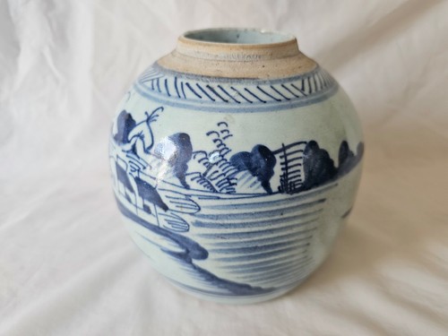 ANTIKES CHINESISCHES GEFÄSS | VASE (C), BLAU-WEISSE ORIENTALISCHE SZENE, - Bild 4 von 7