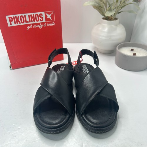 Pikolinos Moraira Leder Slingback Sandalen Schwarz W4E-0724 Damen 8,5 / EU 39 Neu mit Karton