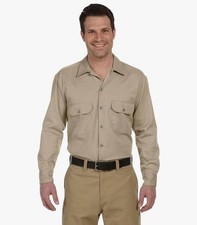 Dickies FLEX Long Sleeve Work Shirt in Desert Sand - Original Fit Size 3XL