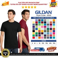 Gildan Mens G500 Solid Heavy Cotton Blank Plain Short Sleeve Casual Fit T-Shirt
