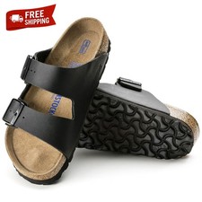 Birkenstock Arizona Soft Footbed Birko-Flor Sandals Black New With Box