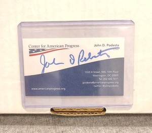 John Podesta Signed Business Card Center For American Progress Chief Of Staff