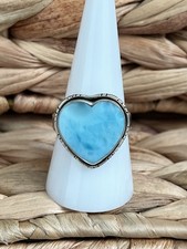 Larimar Heart Shaped Ring Size 10 Sterling Silver .925