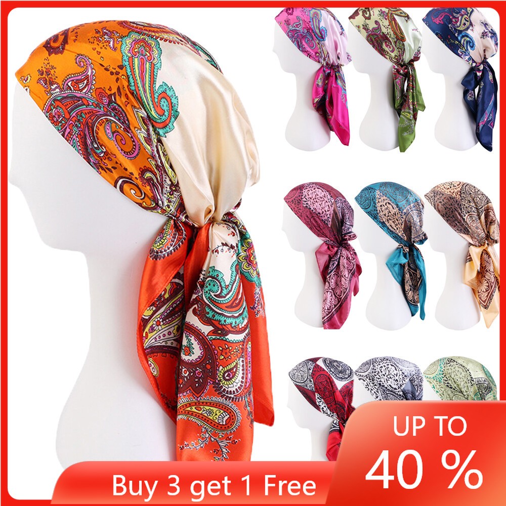 TOPTIE Carré Satiné Foulard Tête Square Uni en Satin Elégant Écharpe Bandana en Satin 23 Pouces(60 x 60 cm