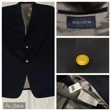 Nordstrom Blazer Jacket Sport Coat Suit Gold Hart Schaffner Marx Black 50XLG EUC