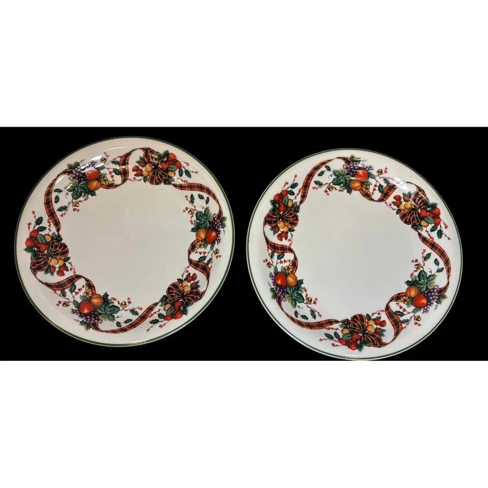 4 Platos de Cena William James Gres Fino Navidad 10.5" Fruta JUEGO DE 4 Foto 3 de 4