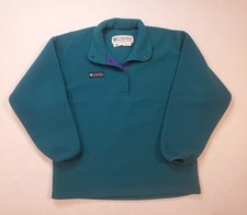 Vintage Columbia Pullover Womens Med Blue Color Block Fleece Made in USA