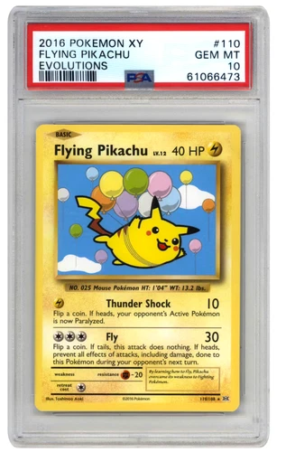 Pokemon 2016 Flying Pikachu 110/108 Secret Rare Evolutions GEM MINT PSA 10