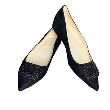 Nine West Flats Pointed Toe Rhinestone Embellished Dress Shoes Black Size 7.5