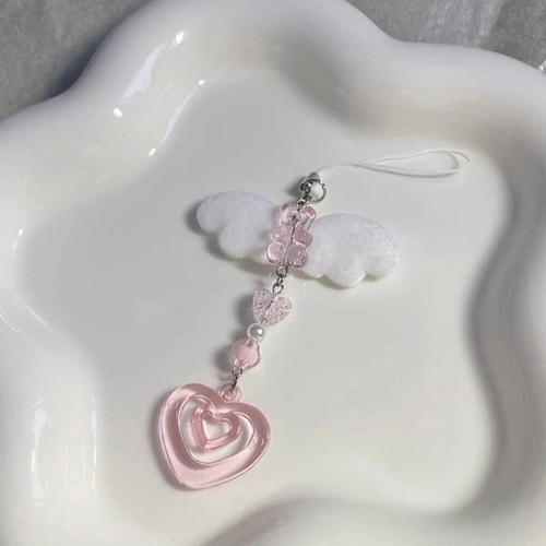 Phone Chain Heart Phone Pendant Bowknot Bag Pendant Stylish Phone Decoration - Photo 7 sur 15