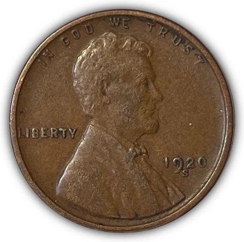 1920 S BN Lincoln Wheat Cent Good (G) to FINE (F) Circulated Condition Coin