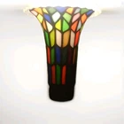 Vtg TIFFANY STYLE trumpet shaped Stained Glass lamp shade slender replacement