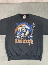 Vintage 90s Denver Broncos NFL crewneck sweatshirt size XL Navy Black Jerzees