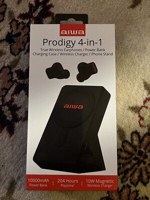 AIWA Prodigy 4-in-1 Wireless Earbuds & Powerbank with Phone Stand/wireless QC
