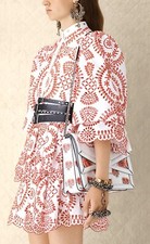 Alexander McQueen 2017 Red White Eyelet Flare Dress