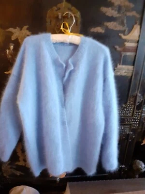 Superbe LOOSE Gilet Angora 🐇💙❄ Bleu💧, Très Souple - Photo 1/4
